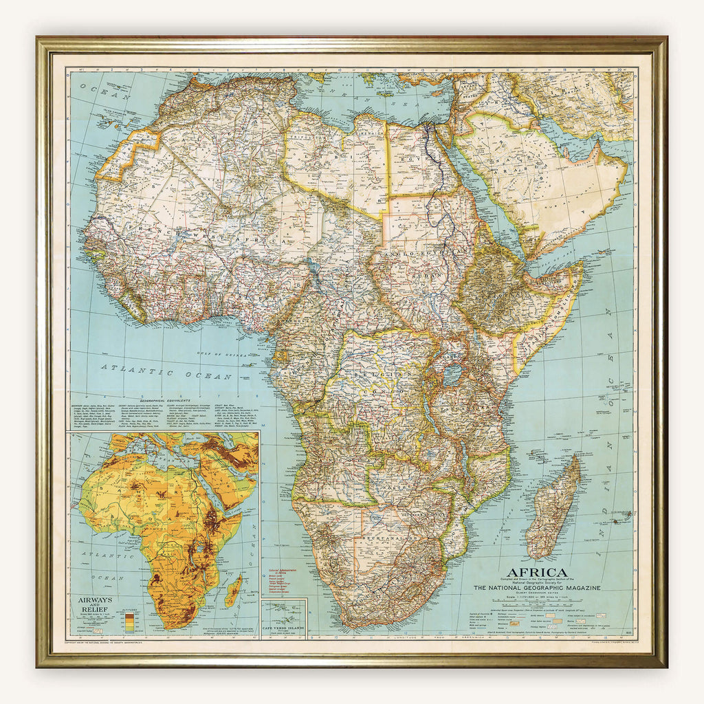 Affiche Afrique 1935 - Papier d'art (100x100cm) - Cartopolo