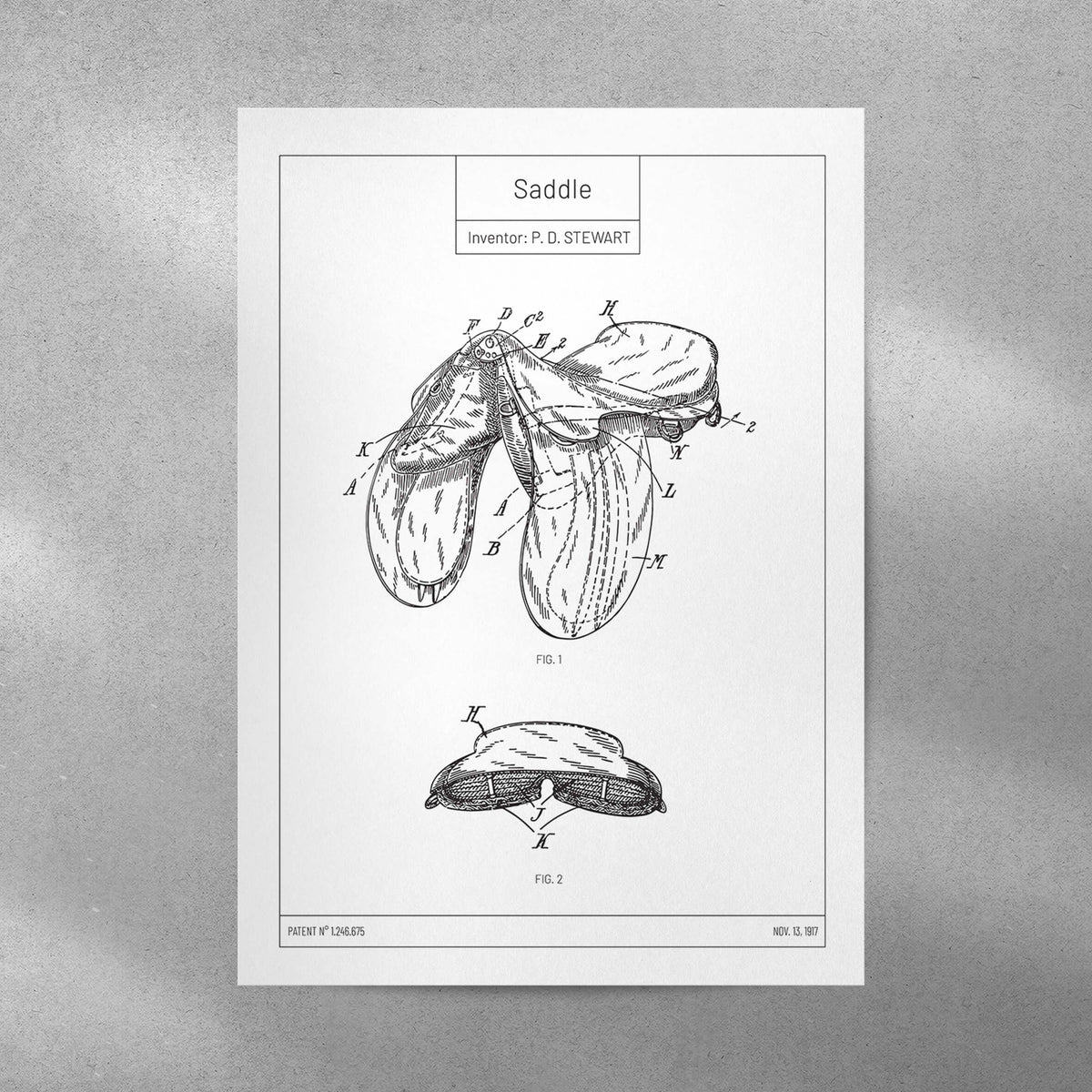 Affiche brevet vintage - SELLE D'ÉQUITATION