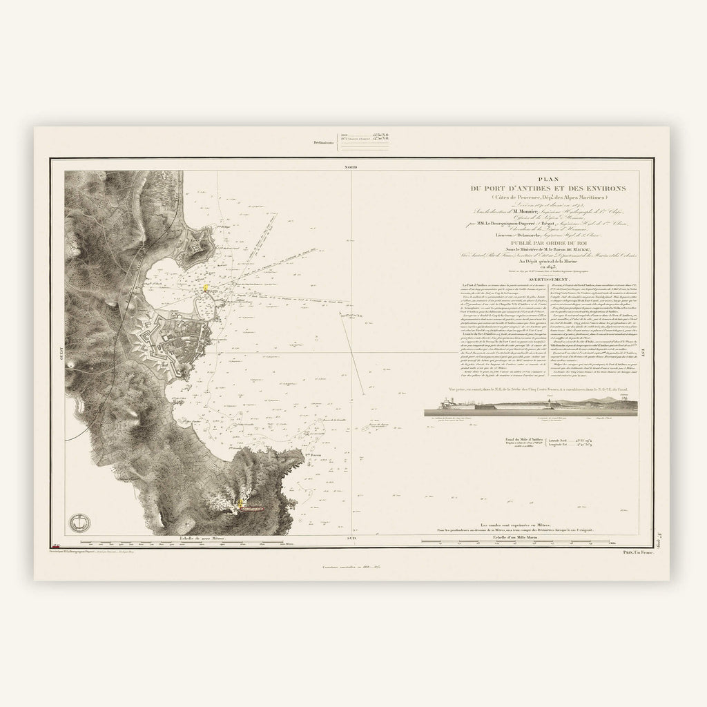 Affiche ancienne Antibes Port et environs 1897 - Cartopolo