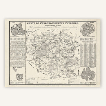 Affiche ancienne Arrondissement d'Avesnes 1849 - Cartopolo