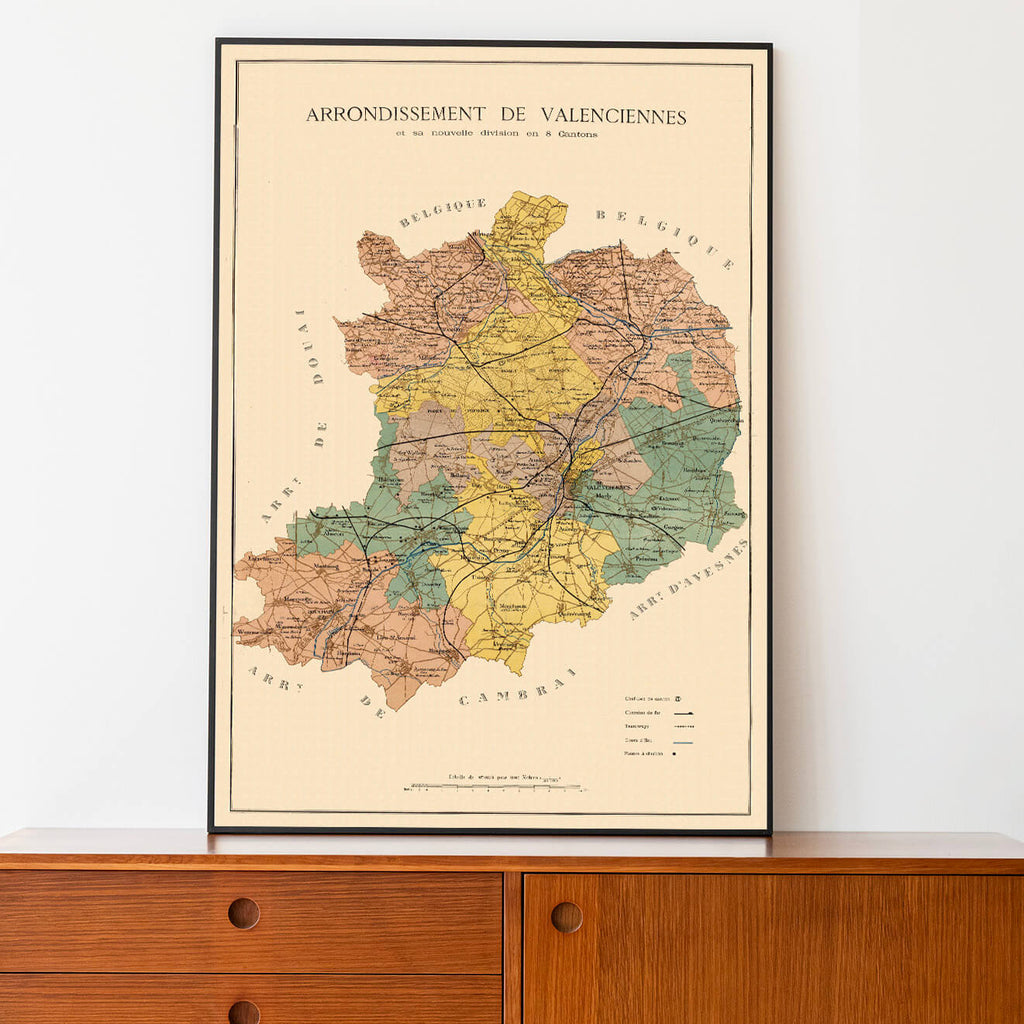 Affiche ancienne Arrondissement de Valenciennes 1887 - Cartopolo