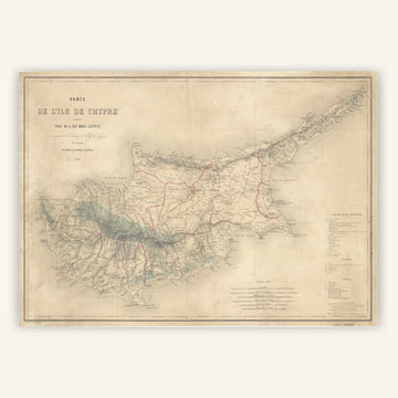 Affiche ancienne de l'Île de Chypre 1862 - Cartopolo