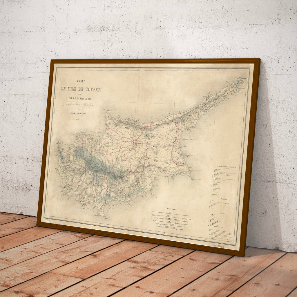 Affiche ancienne de l'Île de Chypre 1862 - Cartopolo