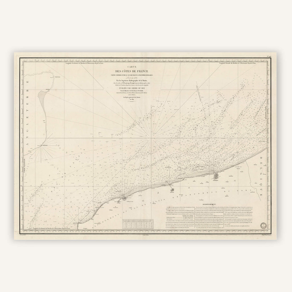 Affiche ancienne du Cap Gris - Nez à la frontière de Belgique 1841 - Cartopolo