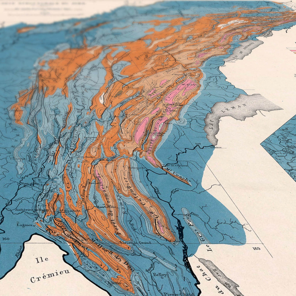 Affiche ancienne Jura (carte structurale) 1893 - Cartopolo