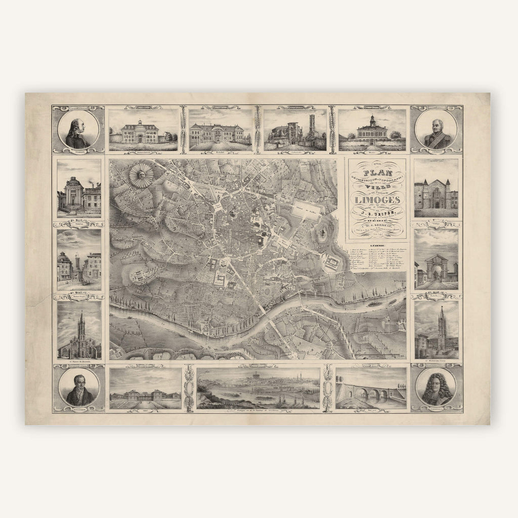 Affiche ancienne Limoges 1838 - Cartopolo