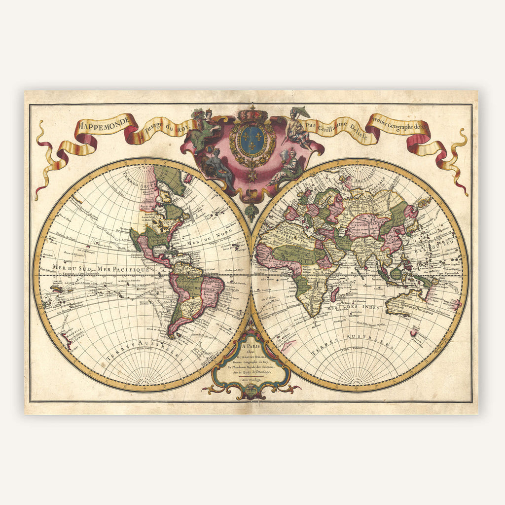 Affiche ancienne Mappemonde 1720 - Cartopolo