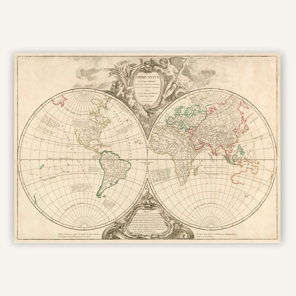 Affiche ancienne Mappemonde 1752 - Cartopolo