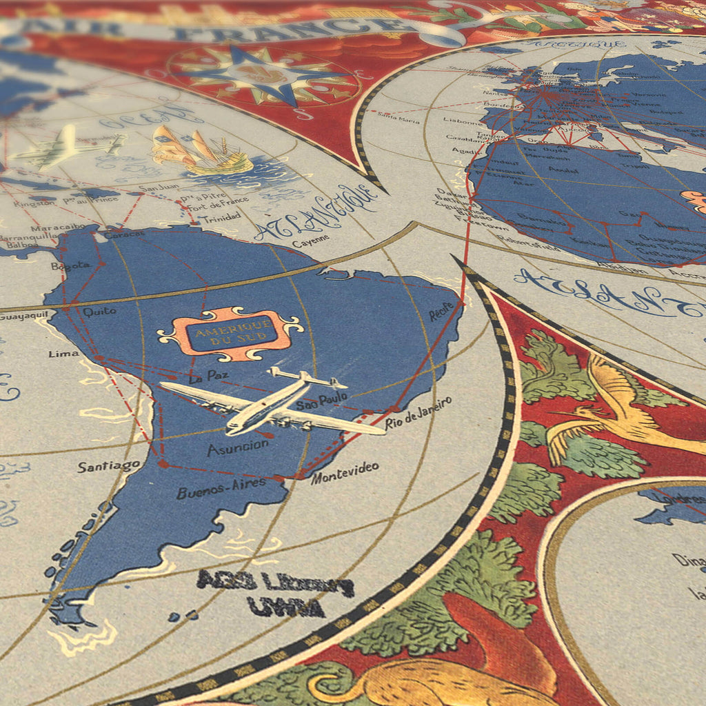 Affiche ancienne Mappemonde 1950 - Cartopolo