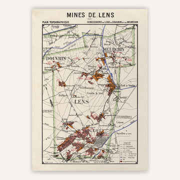 Affiche ancienne Mines de Lens 1930 - Cartopolo