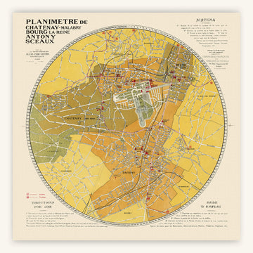 Affiche ancienne Planimètre Châtenay - Malabry, Bourg - la - Reine, Antony, Sceaux 1930 - Cartopolo