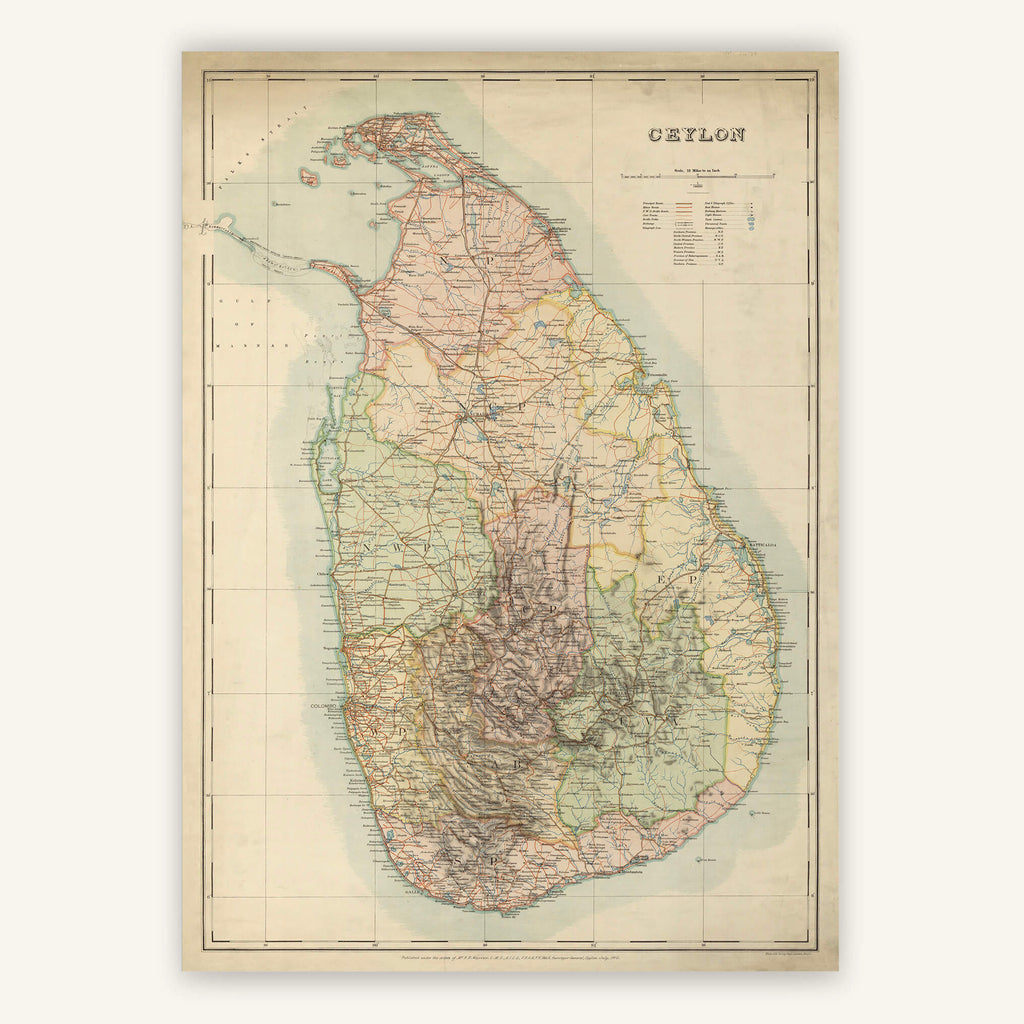 Affiche ancienne Sri Lanka 1910 - Cartopolo