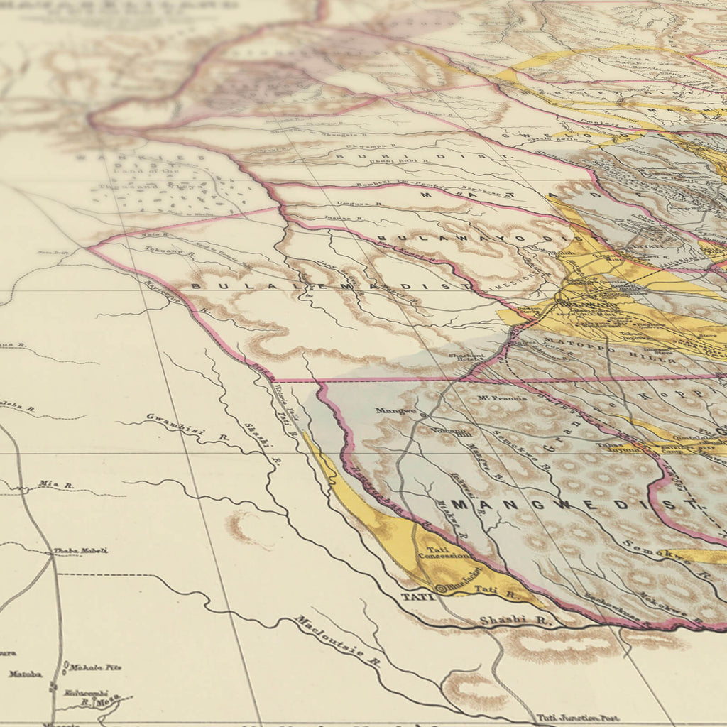 Affiche ancienne Zimbabwe Géologique 1896 - Cartopolo