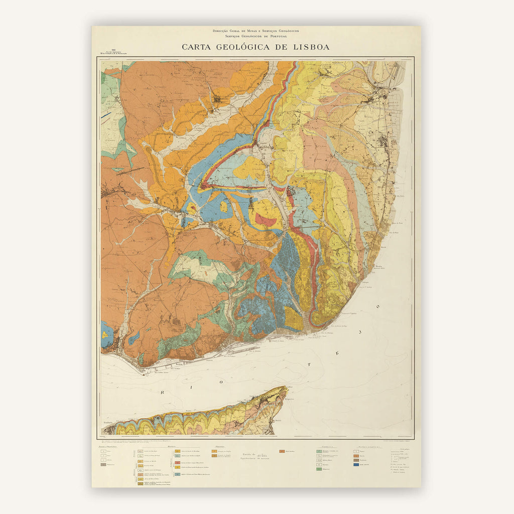 Affiche Lisbonne Géologique 1940 - Cartopolo