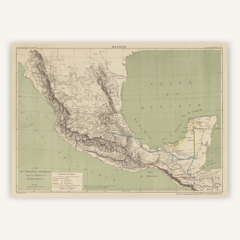 Affiche Mexique - Migrations Toltèques 1884 - Cartopolo