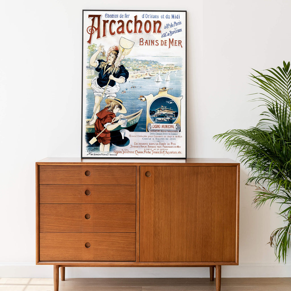 Affiche Publicitaire Arcachon Bain de Mer 1896 - Cartopolo