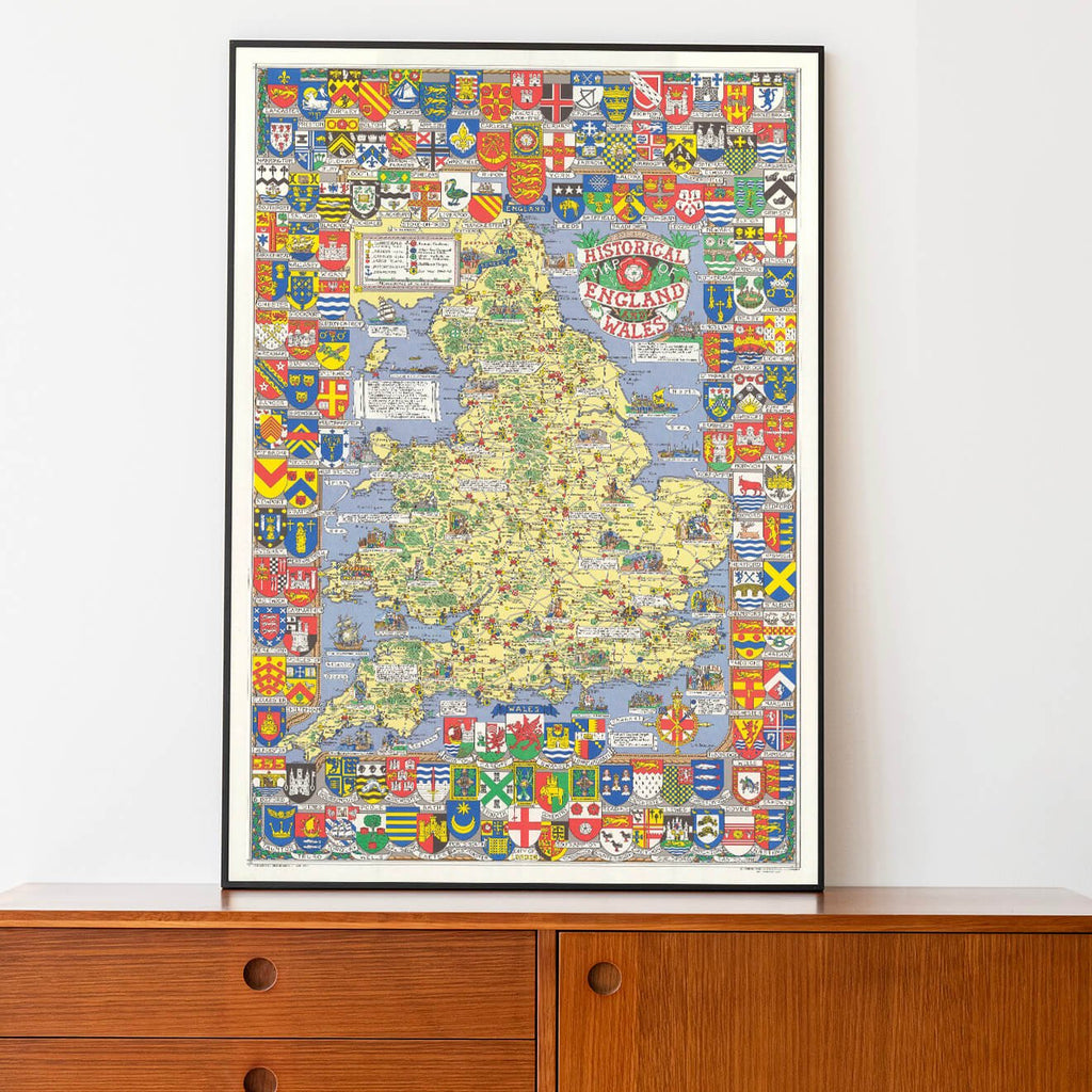 Affiche vintage Angleterre (historic map) 1971 - Cartopolo