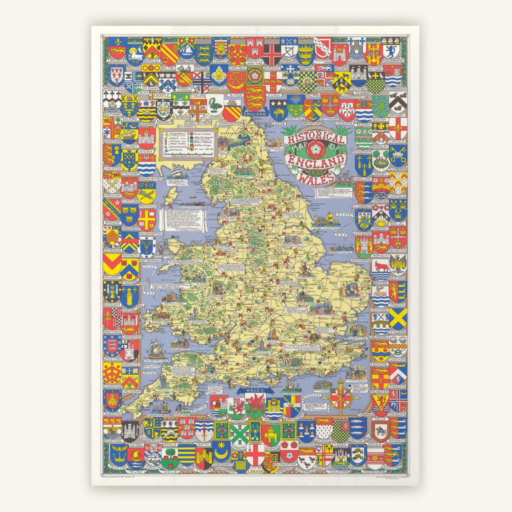 Affiche vintage Angleterre (historic map) 1971 - Cartopolo