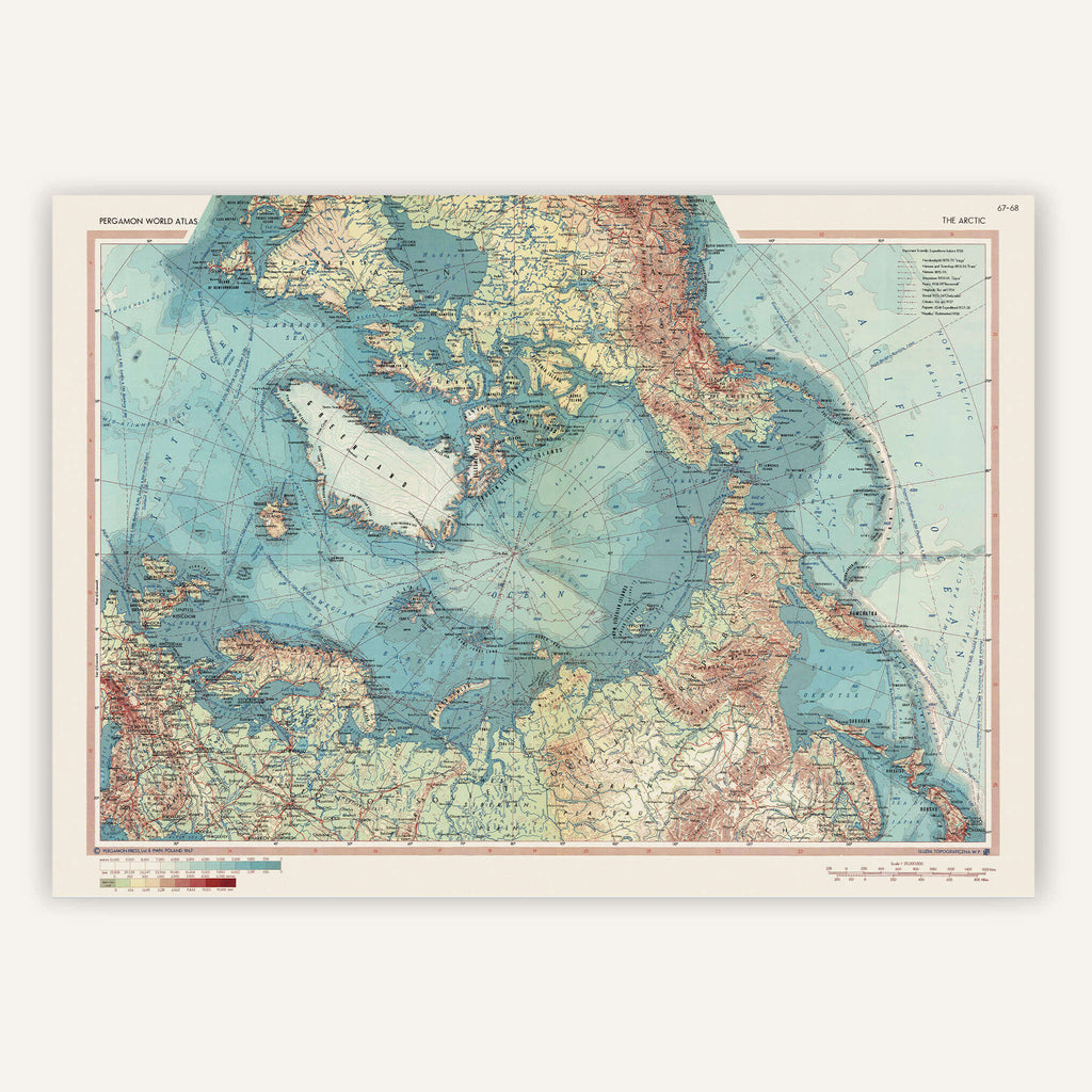 Affiche vintage Atlas de l'Arctique 1968 - Cartopolo