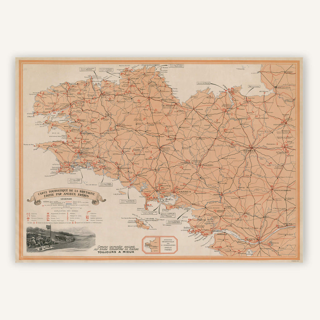 Affiche vintage Bretagne Touristique 1926 - Cartopolo