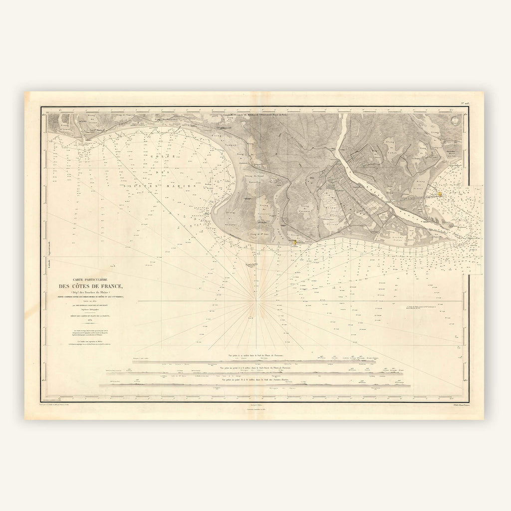 Affiche vintage Camargue (Embouchure du Rhône et les Saintes Maries) 1874 - Cartopolo