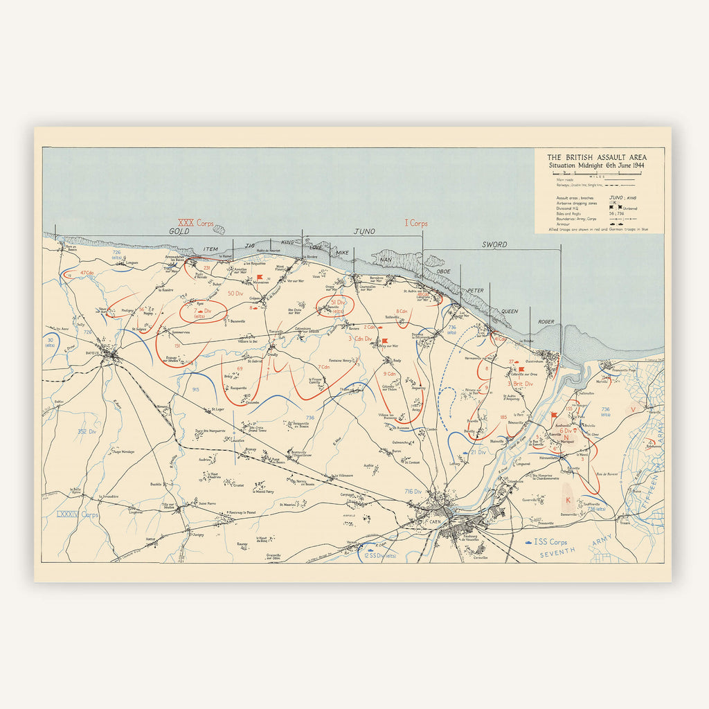 Affiche vintage Débarquement - British Assault 6 juin 1944 - Cartopolo