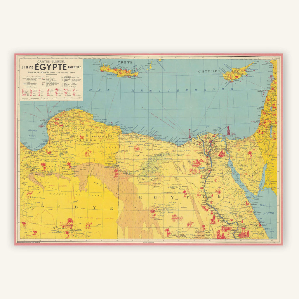 Affiche vintage Égypte et Libye 1942 - Cartopolo