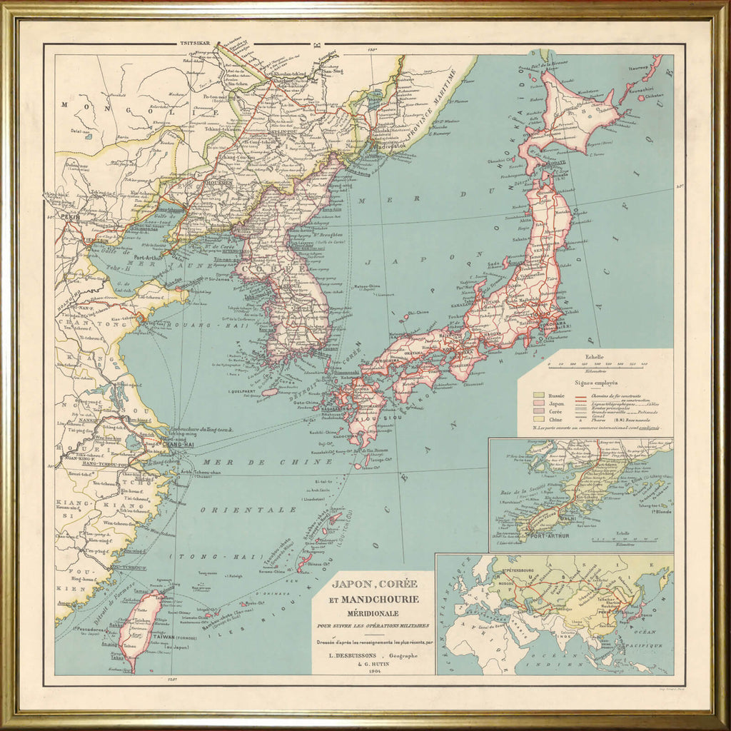 Affiche vintage Japon et Corée 1904 - Cartopolo