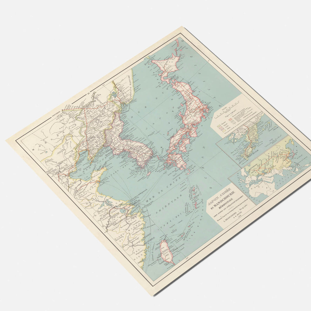 Affiche vintage Japon et Corée 1904 - Cartopolo