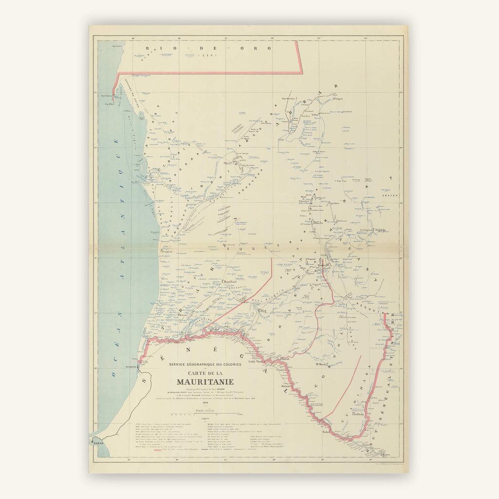 Affiche vintage Mauritanie 1909 - Cartopolo