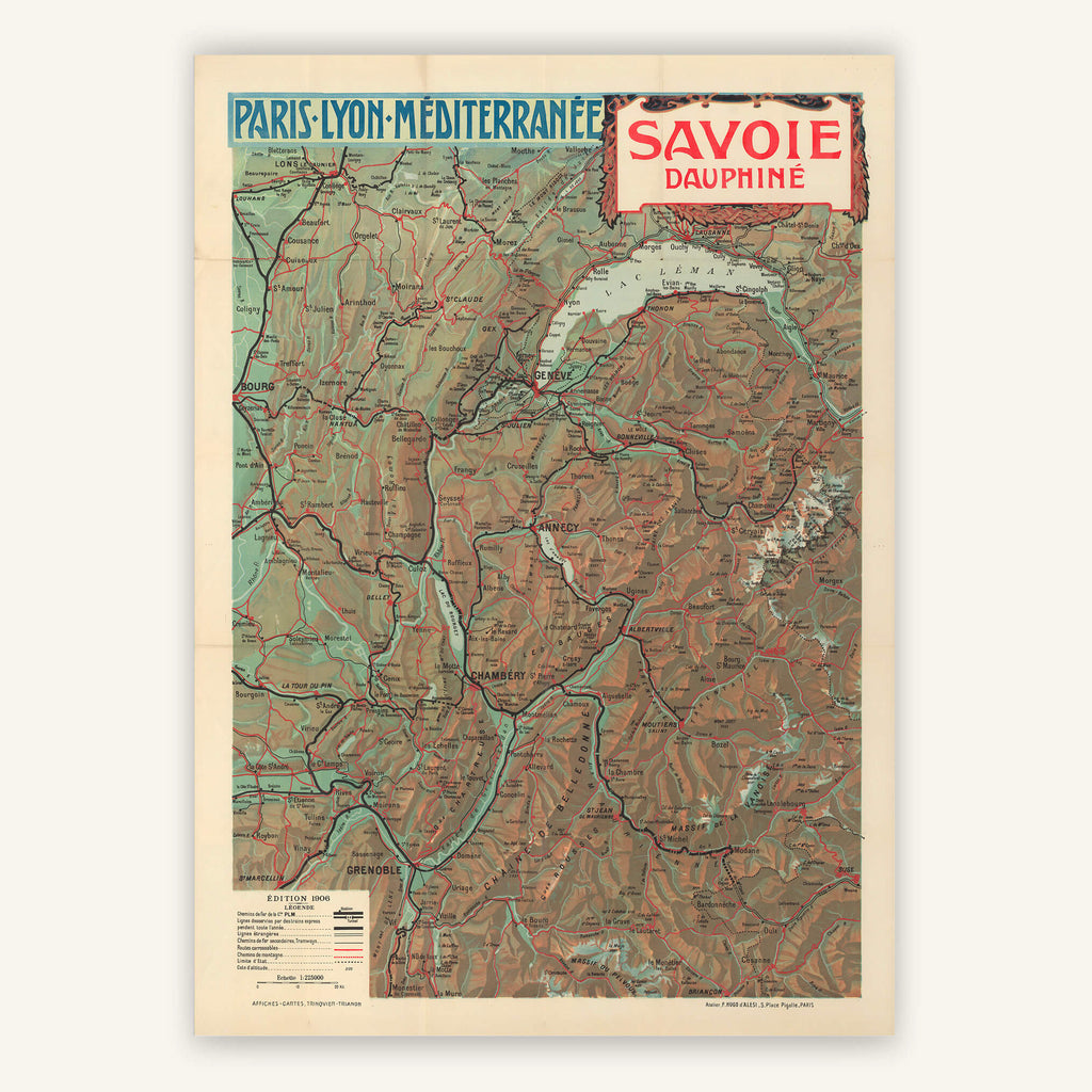 Affiche vintage Savoie Dauphiné 1906 - Cartopolo