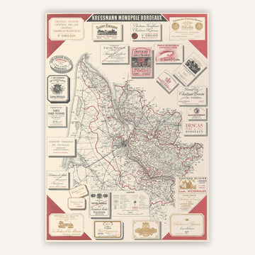 Affiche vintage Vins de Bordeaux 1948 - Cartopolo