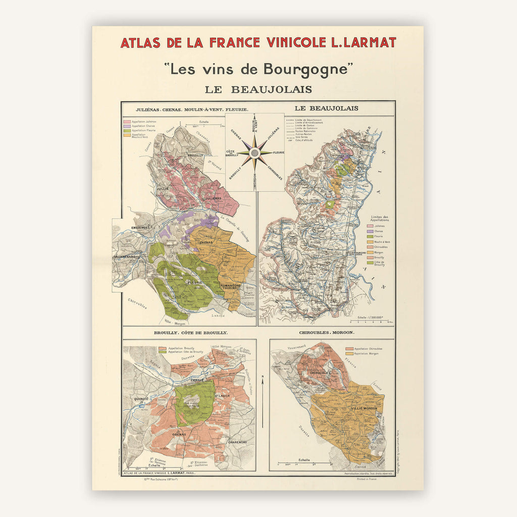 Affiche vintage Vins de Bourgogne 1947 - Cartopolo