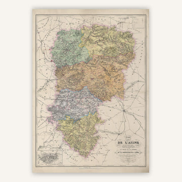 Carte ancienne du département de l'Aisne 1855 - Cartopolo