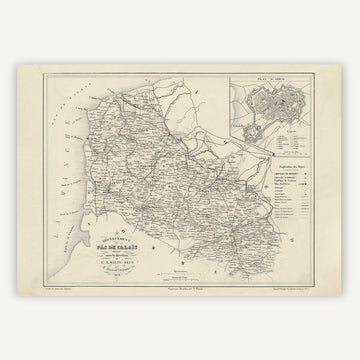 Carte ancienne Pas - de - Calais 1852 - Cartopolo