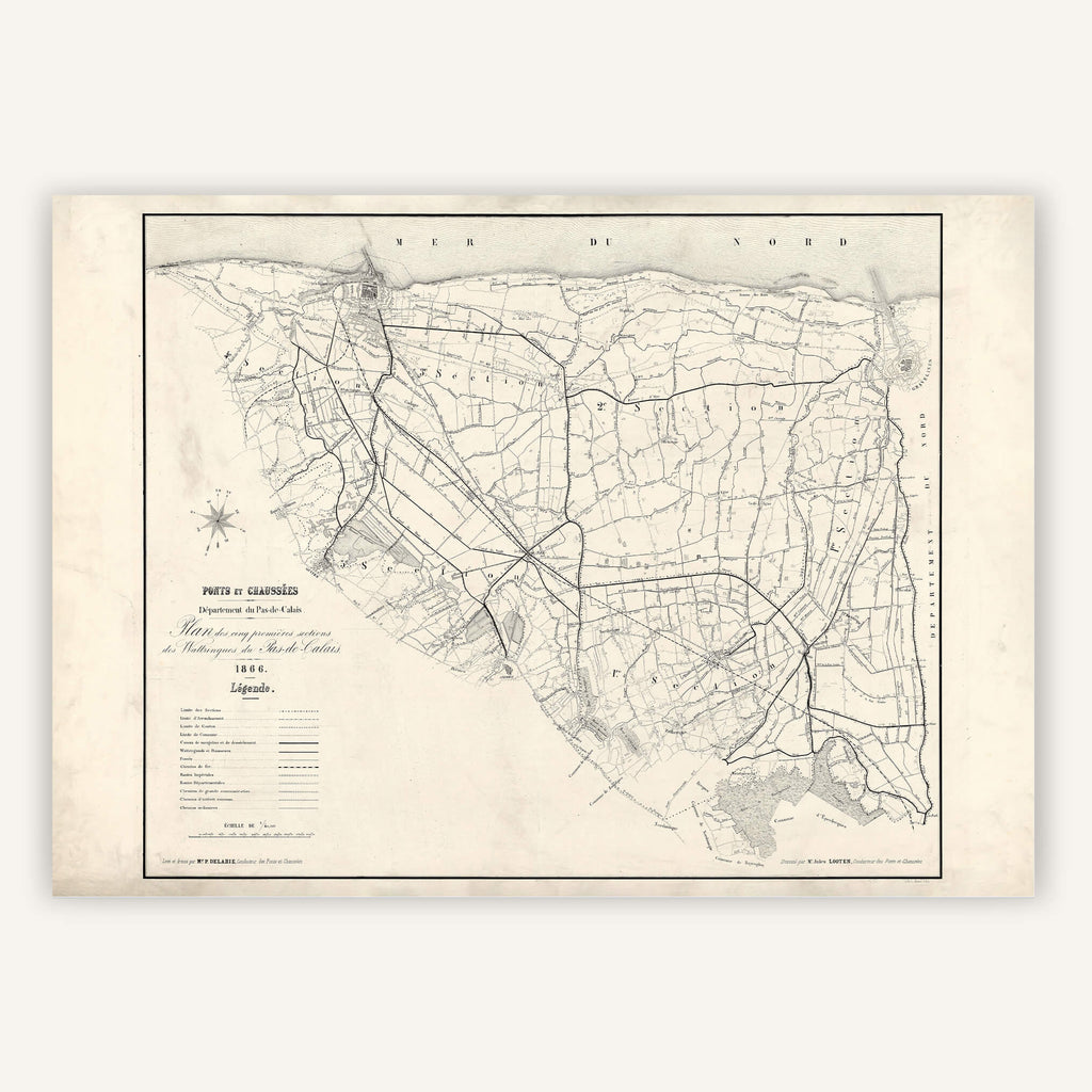 Carte ancienne Watringues du Pas - de - Calais 1866 - Cartopolo