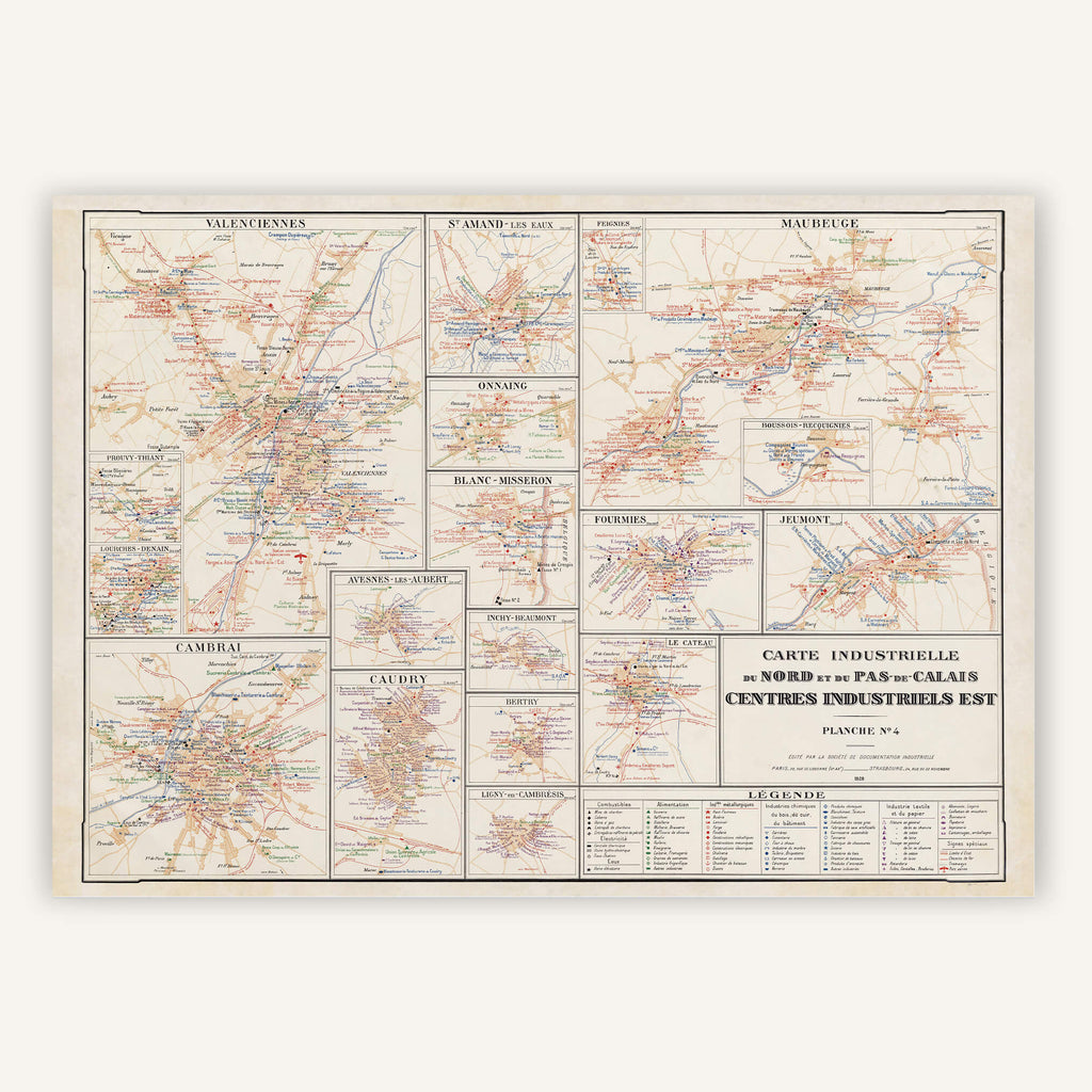 Carte Nord - Pas - de - Calais - Zone Est (carte industrielle) 1927 - Cartopolo