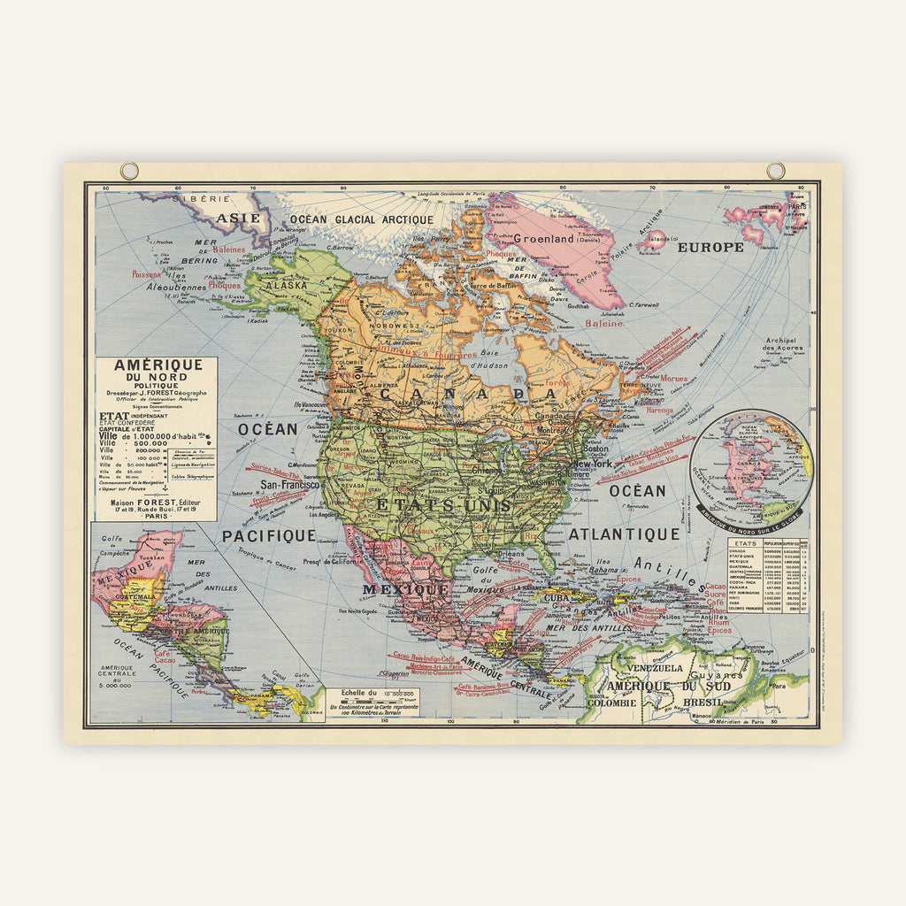 Carte scolaire - Amérique du nord - Cartopolo