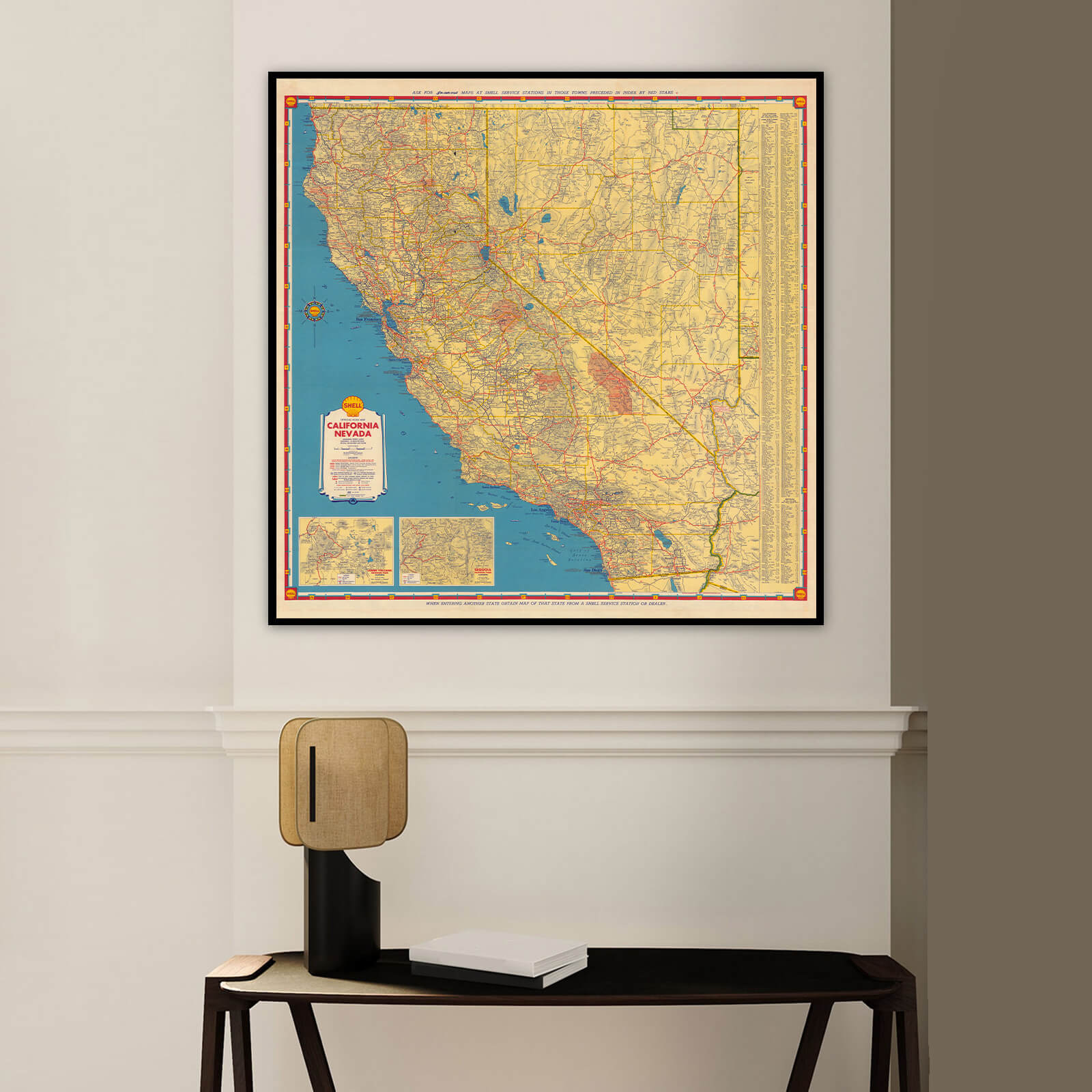 Carte ancienne - California Nevada Shell 1935 – Cartopolo