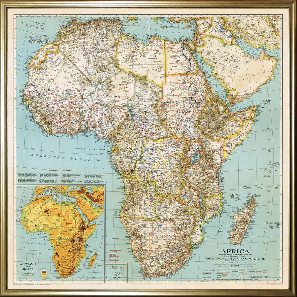 Affiche Afrique 1935 - Papier d'art (100x100cm) - Cartopolo