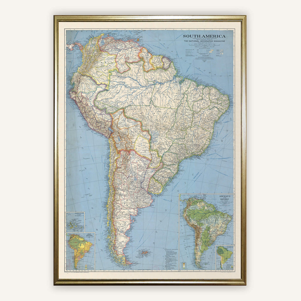 Affiche Amérique du sud 1937 - Papier d'art (100x140cm) - Cartopolo