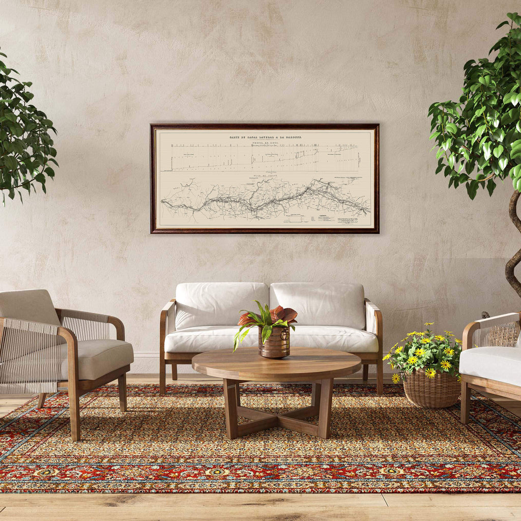 Affiche Canal latéral à la Garonne 1850 - Papier d'art (120x60cm) - Cartopolo