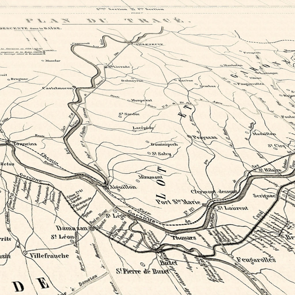 Affiche Canal latéral à la Garonne 1850 - Papier d'art (120x60cm) - Cartopolo