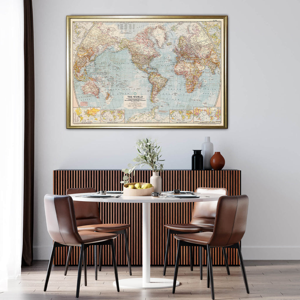 Affiche Mappemonde/Planisphère 1957 - Papier d'art (145x100cm) - Cartopolo