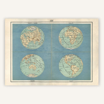 Affiche vintage Atlas Planète Terre 1893 - Cartopolo
