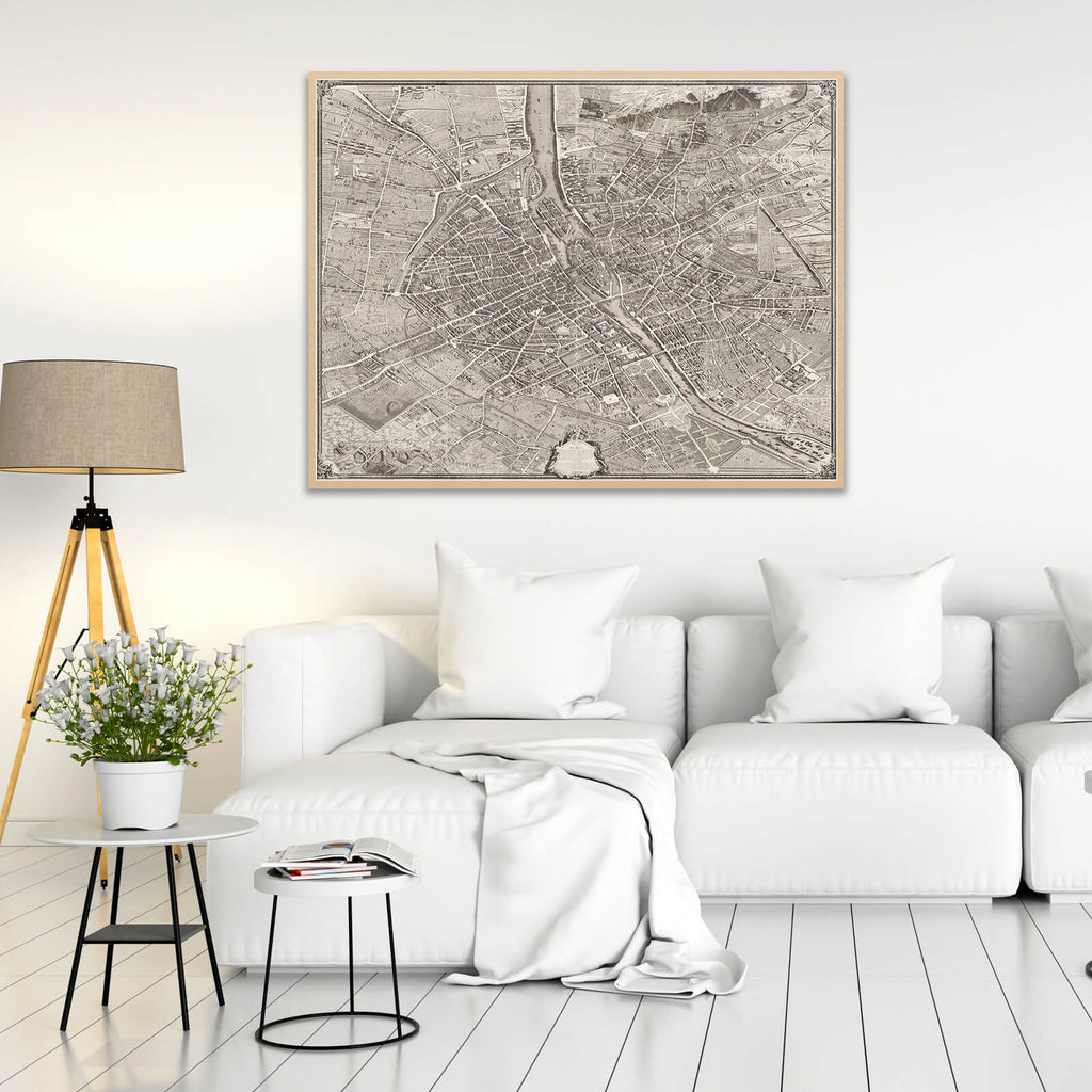 Affiche vintage du plan de Paris Turgot 1739 - Cartopolo