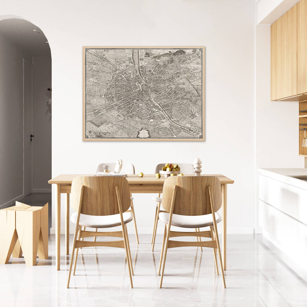 Affiche vintage du plan de Paris Turgot 1739 - Cartopolo