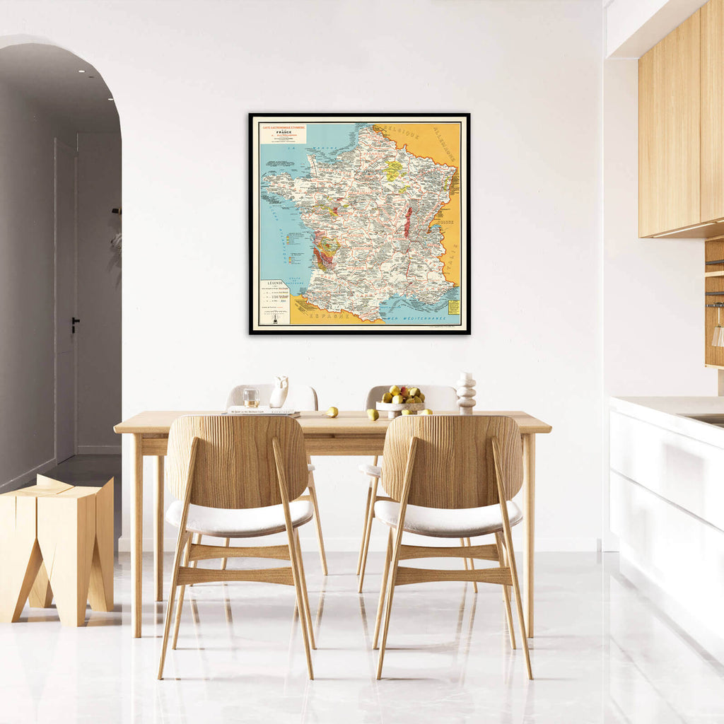 Affiche vintage France gastronomique et vinicole 1951 - Papier d'art - Cartopolo