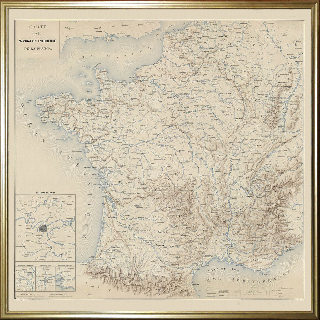 Affiche vintage France navigation intérieure 1868 - Cartopolo