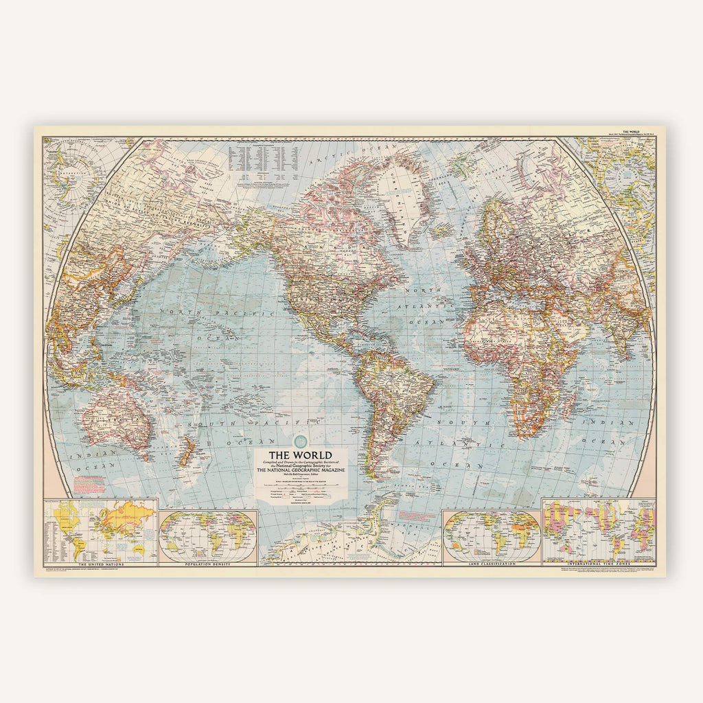 Affiche vintage Mappemonde/Planisphère 1957 - Cartopolo